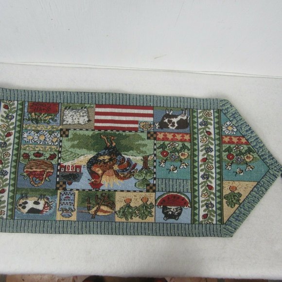 Unbranded Dining Vintage Farmhouse Table Runner Tapestry Cotton